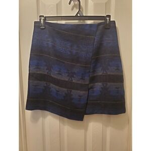 Dalia Collection Wool Blnd Skirt sz 6 Blue Aztec Southwest print boho festival